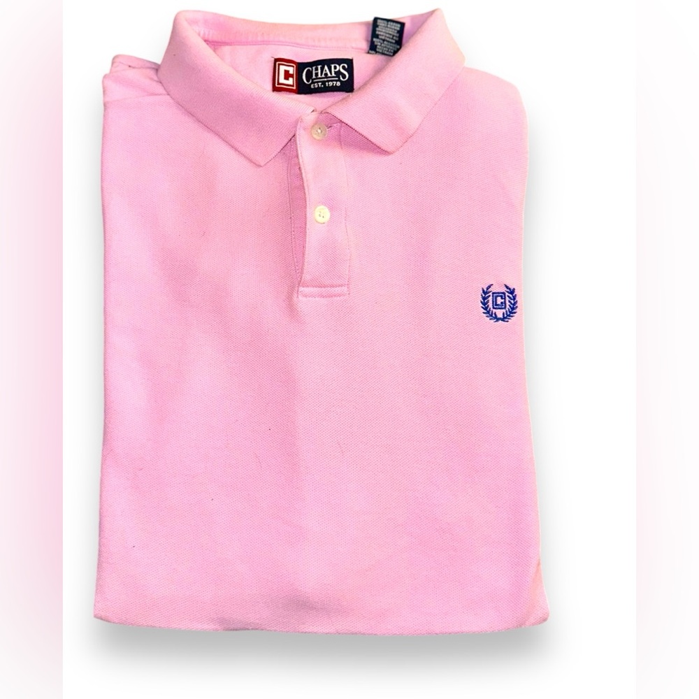 Chaps Light Pink Polo Short Sleeve Button Up Mens Shirt Large